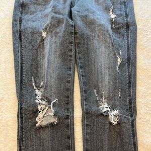 Indigo Reign Junior’s Black Denim Distress Skinny Jeans